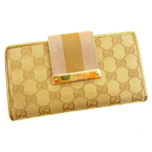 Gucci beige Wallet leather bifold canvas GG - Picture 1 of 6